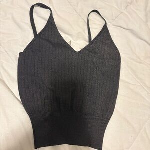 Black Ribbed Knit Tank Top